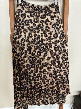 Leopard Print Midaxi Skirt high low by J.O.A Sz Xs